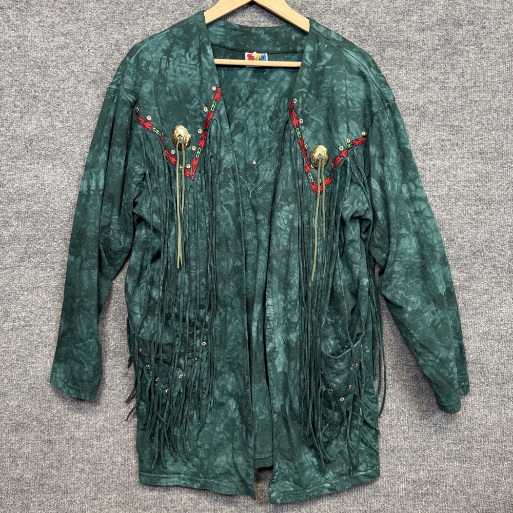 Vtg Focus One Size Fits Most Jacket Top Camo Western Cowgirl Embroidered Tassels